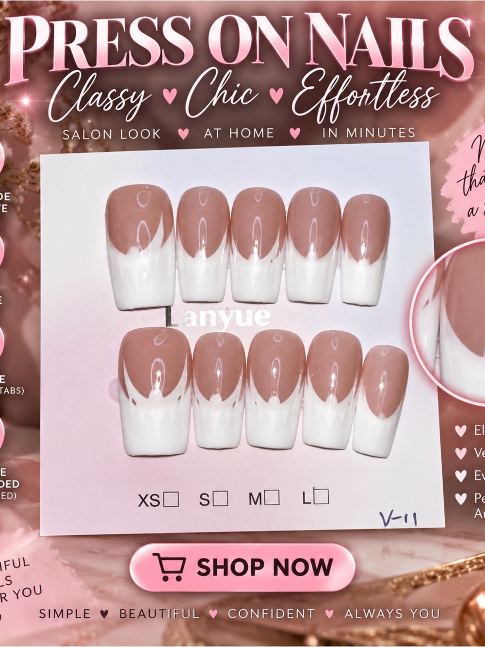 Pink and White Press-On Nail Set - Classy Chic French Tips